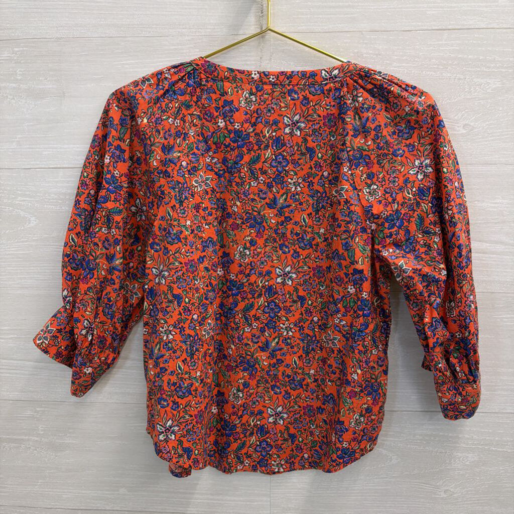 Orange/ Multi Floral Print Cropped Top Extra Small
