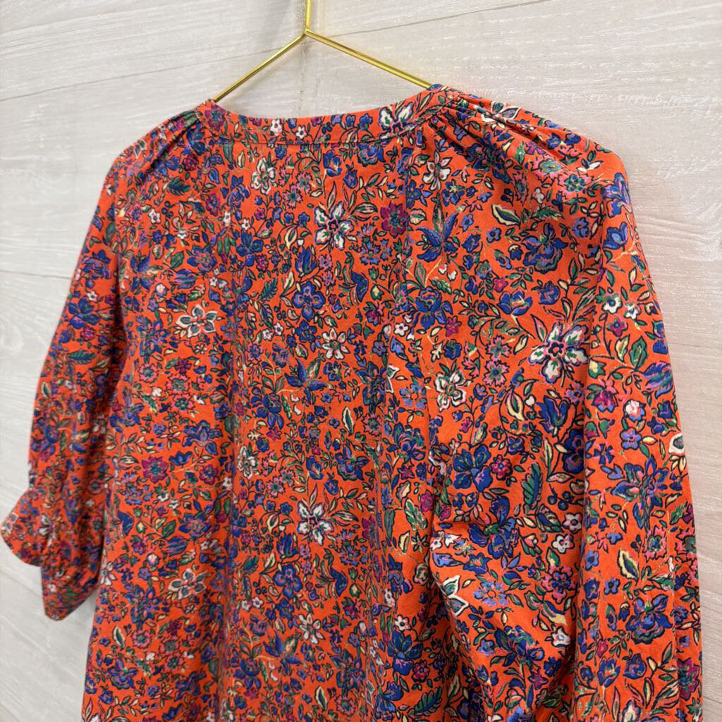 Orange/ Multi Floral Print Cropped Top Extra Small