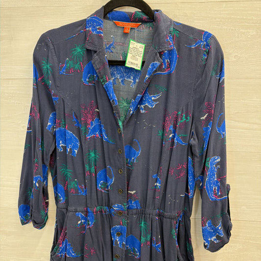 ModCloth Navy/ Multi Dinosaur Print Long Sleeve Romper Large