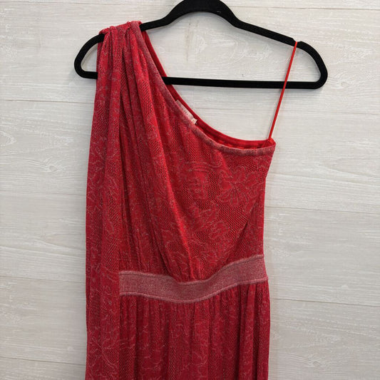 Cecilia Prado Red Shimmer lace One Shoulder Jumpsuit Medium