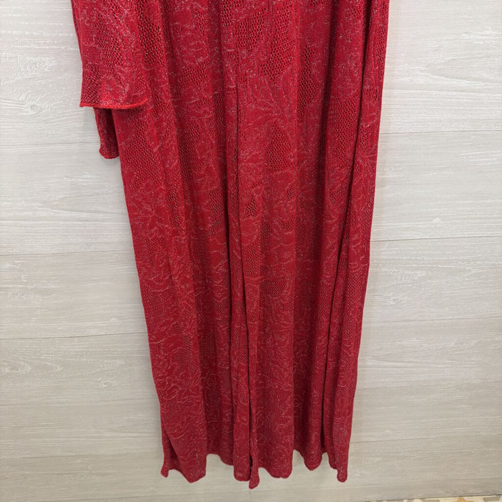 Cecilia Prado Red Shimmer lace One Shoulder Jumpsuit Medium