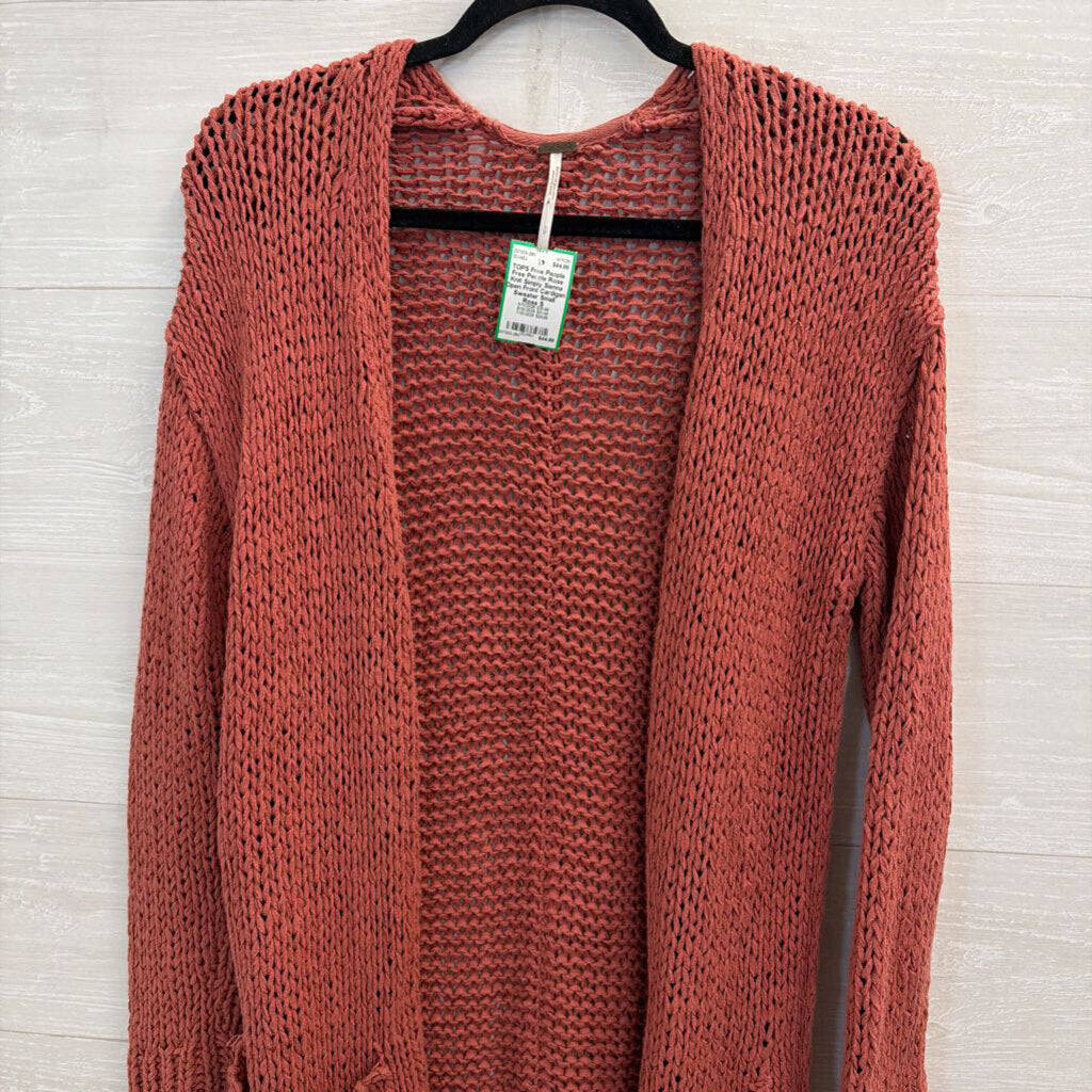 Free People Rose Knit Simply Sienna Open Front Cardigan Sweater Small