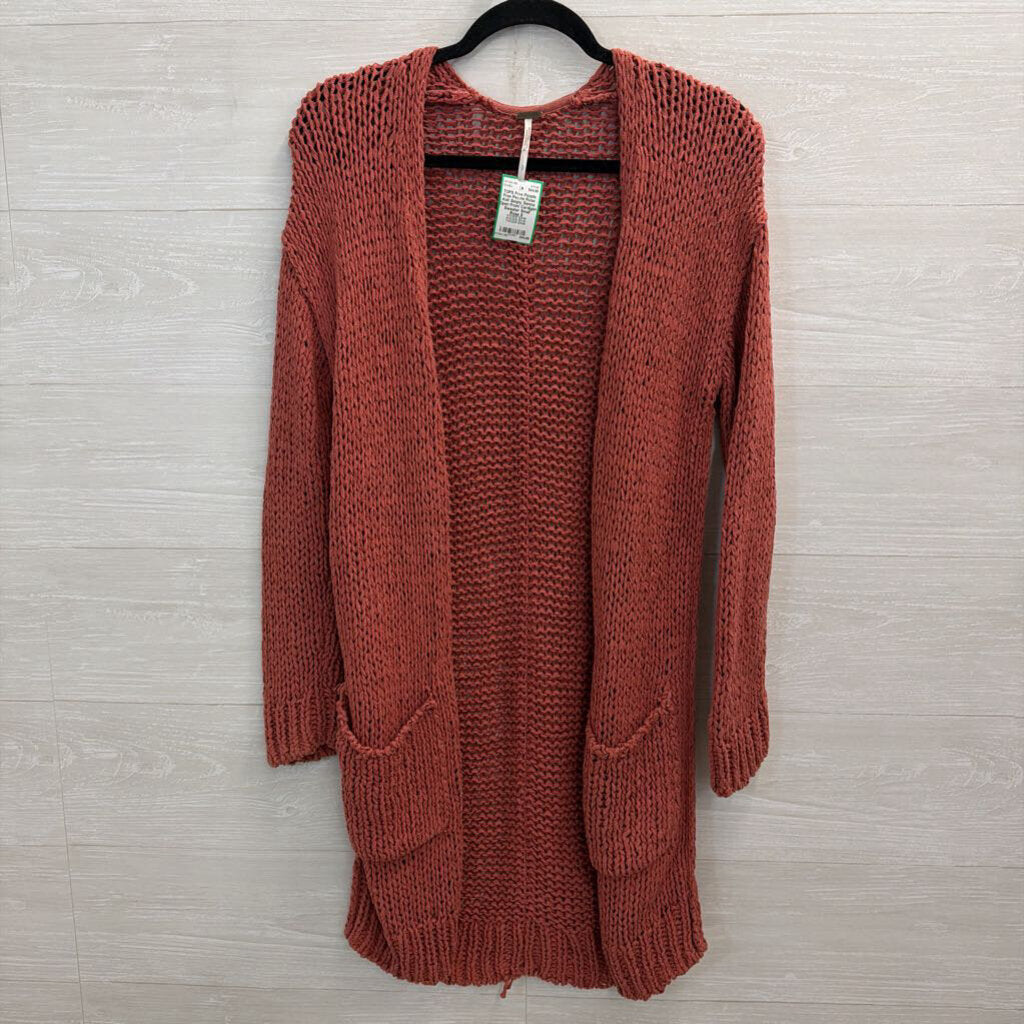 Free People Rose Knit Simply Sienna Open Front Cardigan Sweater Small