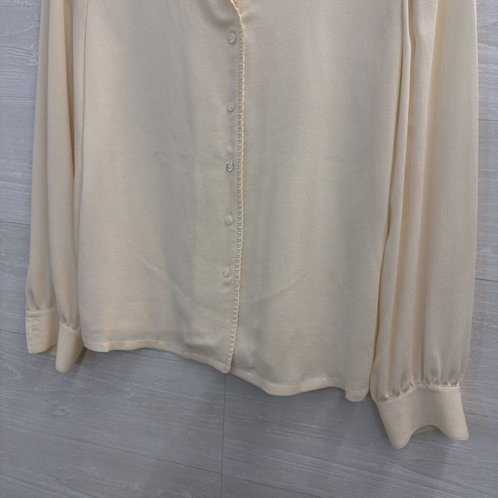 Talbots Cream 100% Silk Long Sleeve Button Down Top 6