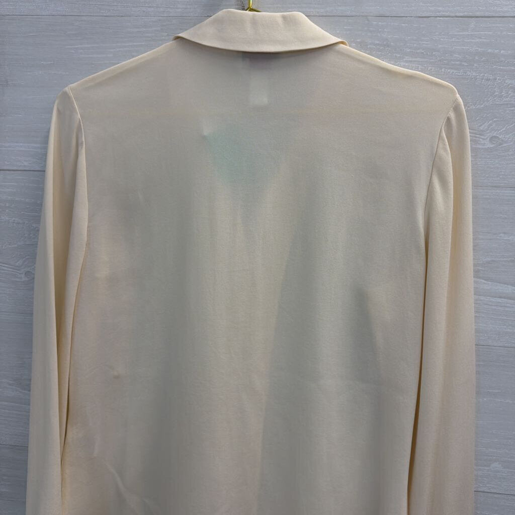Talbots Cream 100% Silk Long Sleeve Button Down Top 6