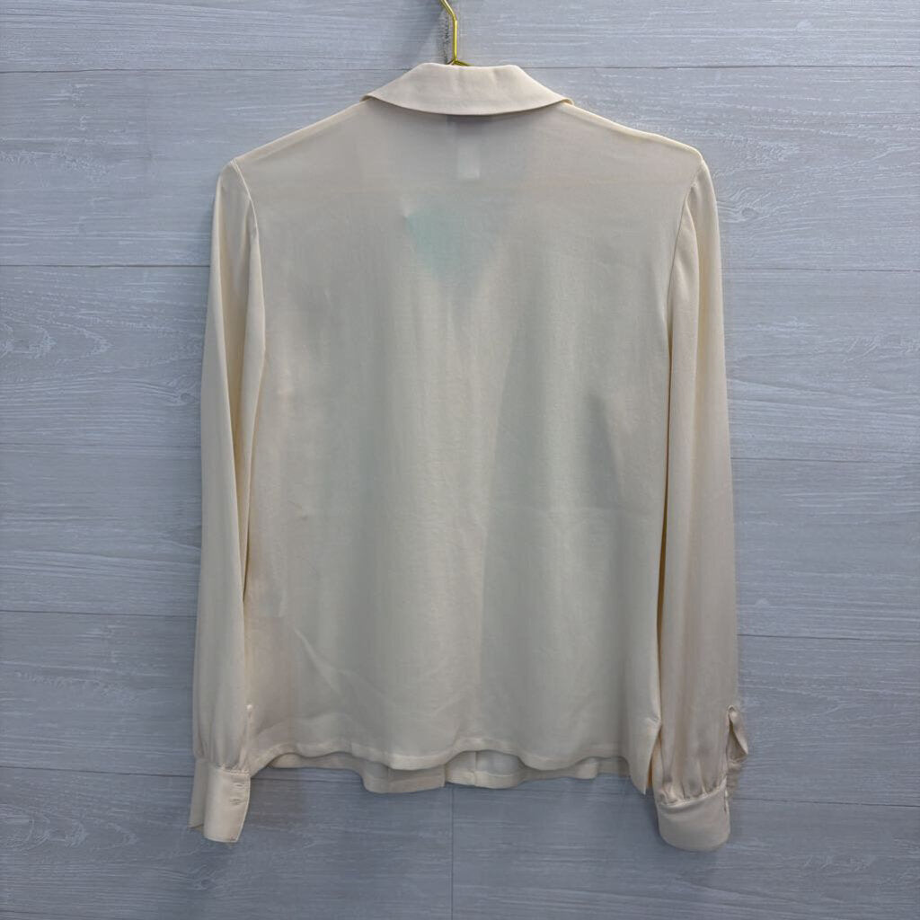 Talbots Cream 100% Silk Long Sleeve Button Down Top 6