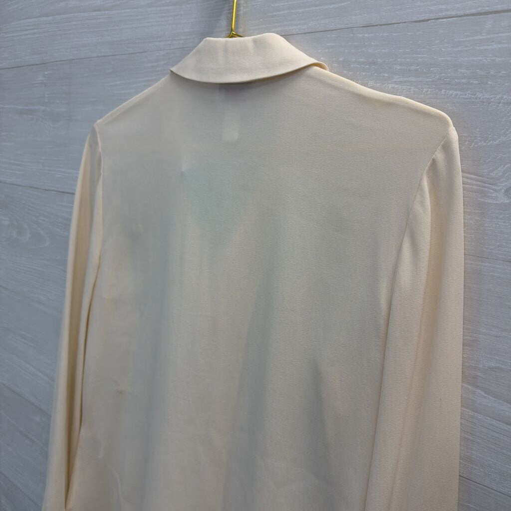 Talbots Cream 100% Silk Long Sleeve Button Down Top 6