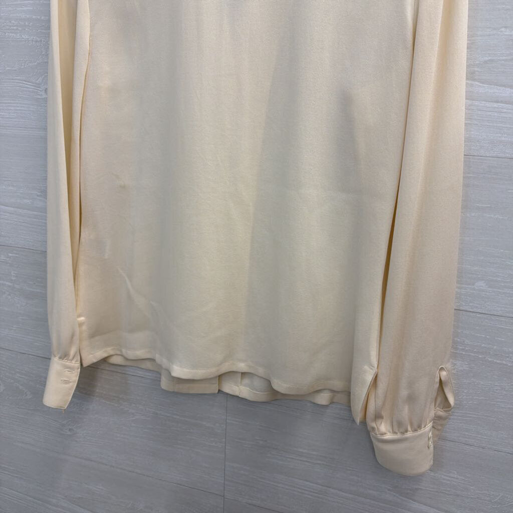 Talbots Cream 100% Silk Long Sleeve Button Down Top 6