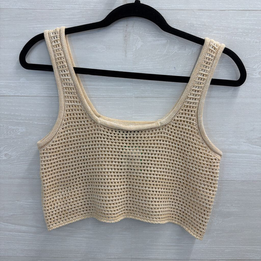 Lulus Beige Knit Cropped Tank Top Extra Small
