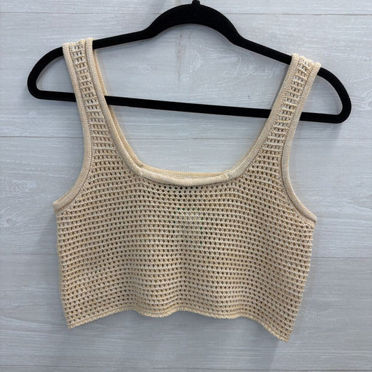 Lulus Beige Knit Cropped Tank Top Extra Small