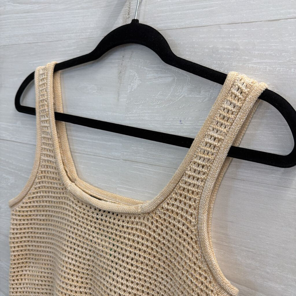 Lulus Beige Knit Cropped Tank Top Extra Small