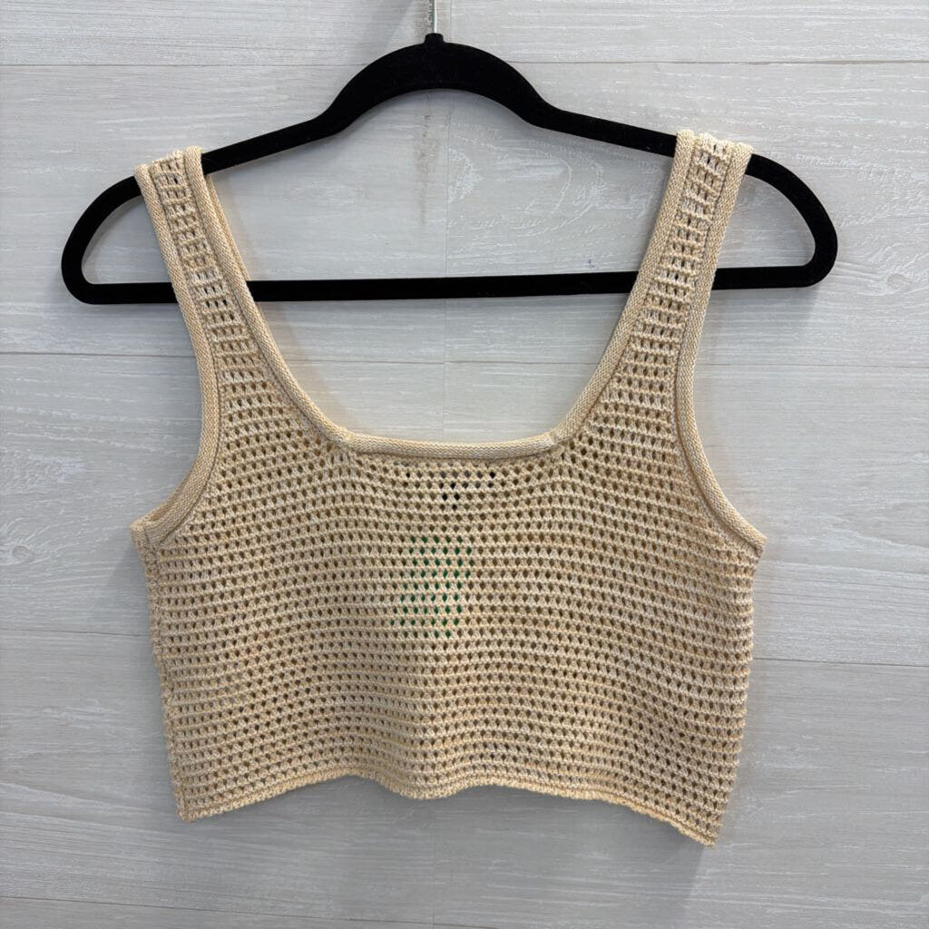 Lulus Beige Knit Cropped Tank Top Extra Small