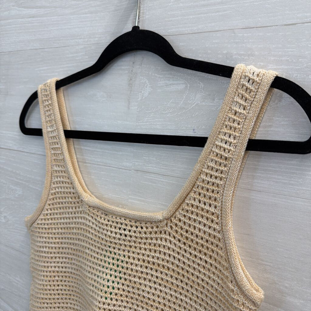 Lulus Beige Knit Cropped Tank Top Extra Small