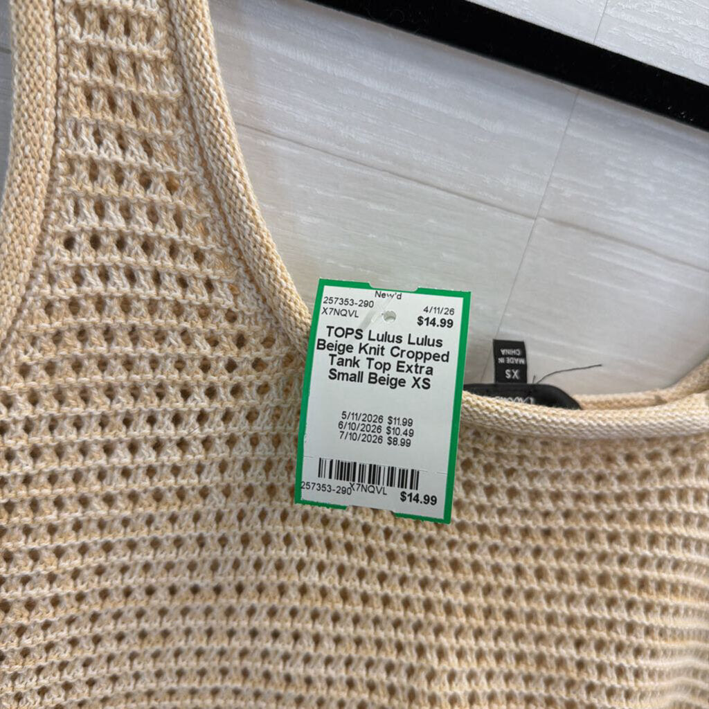 Lulus Beige Knit Cropped Tank Top Extra Small