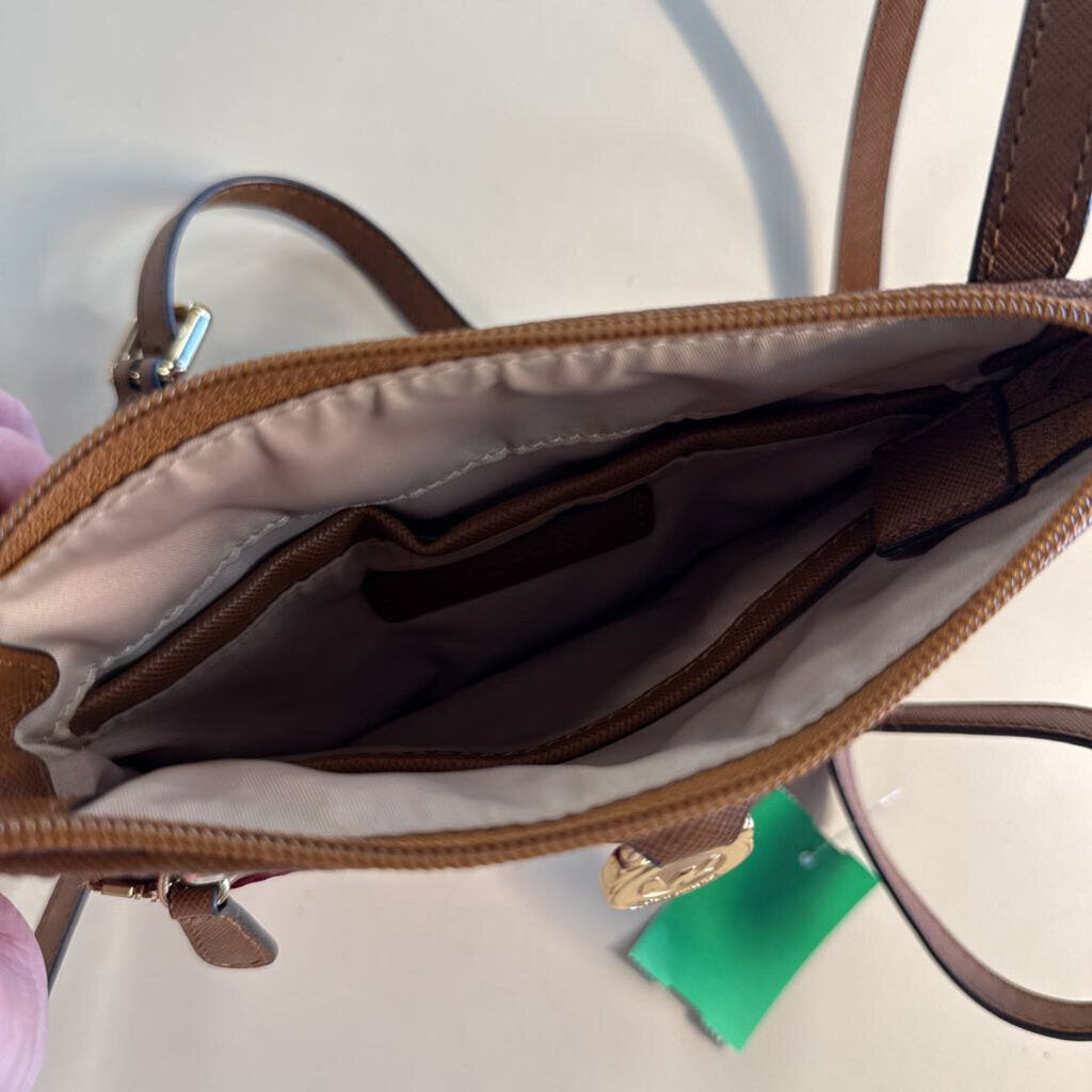 Michael Kors Burgundy Nylon Brown Leather Crossbody Purse