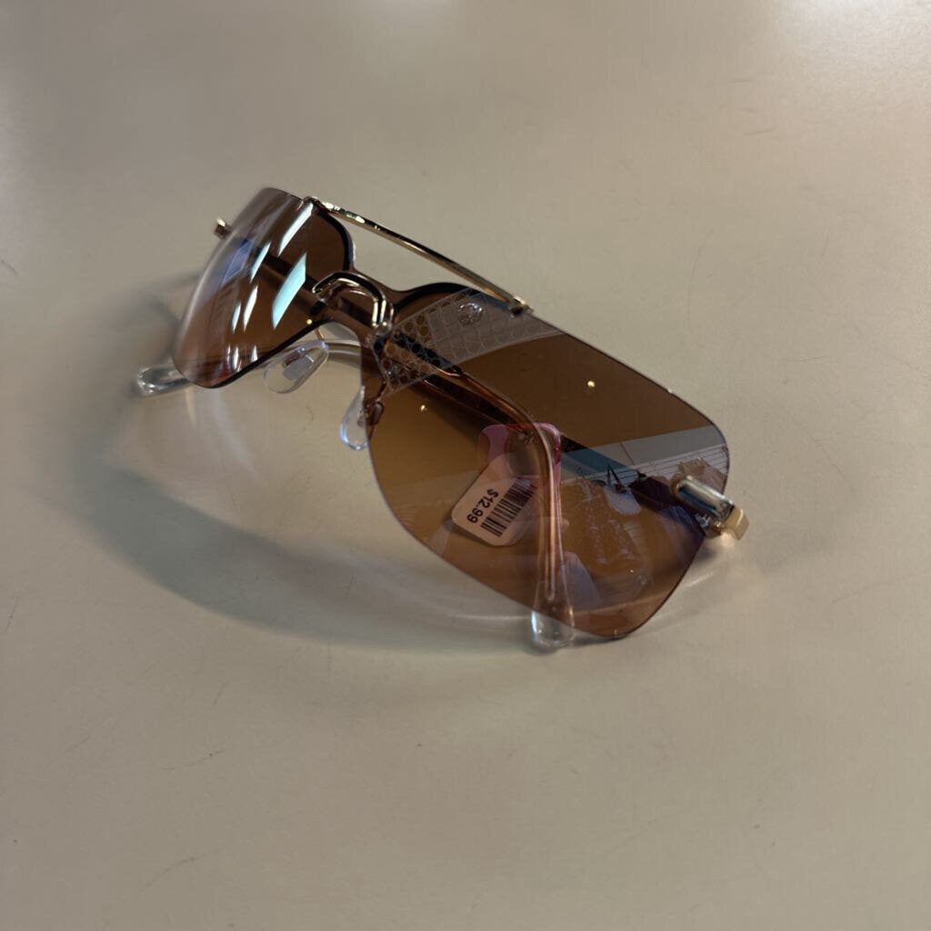 Gold/ Brown Rimless Y2K Sunglasses