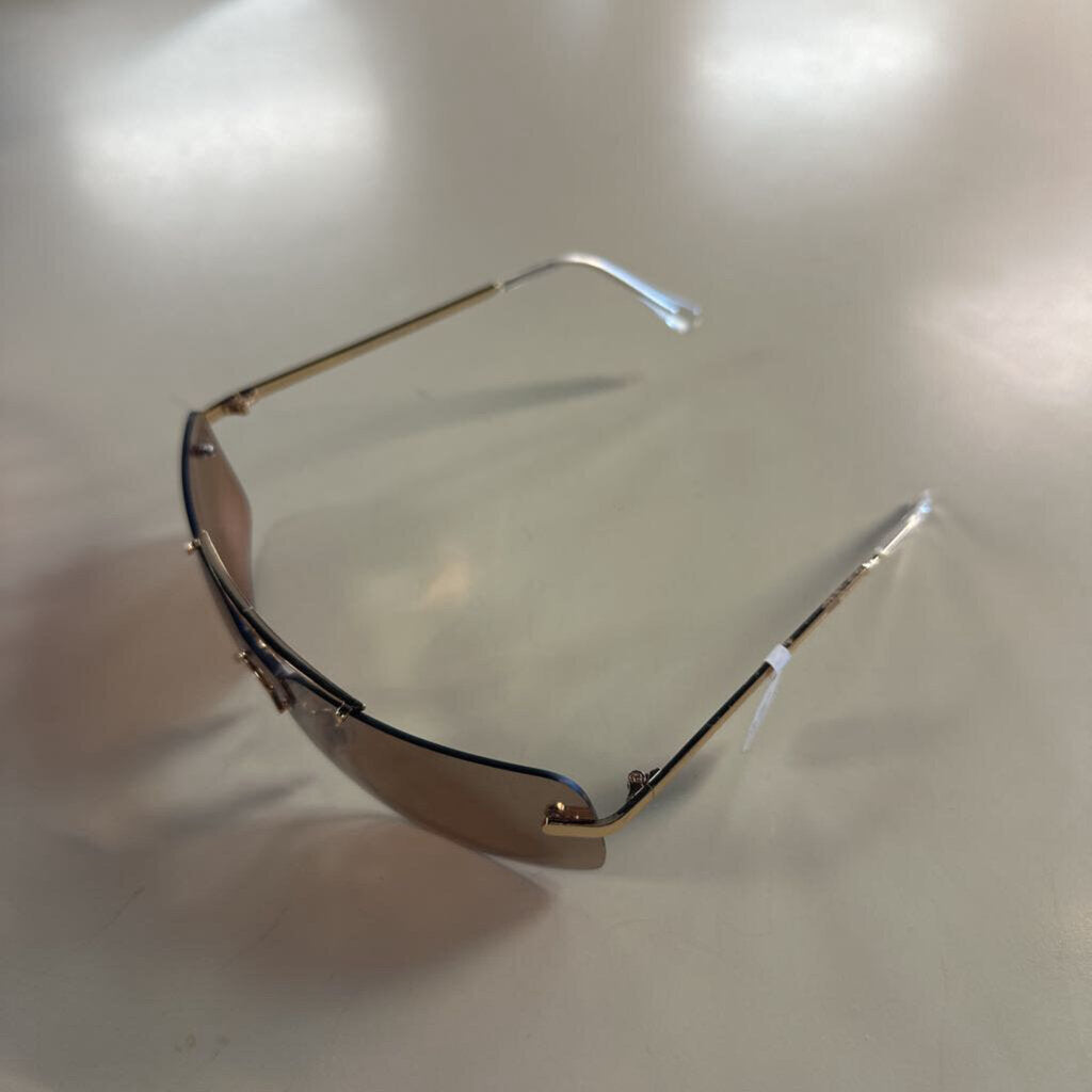 Gold/ Brown Rimless Y2K Sunglasses