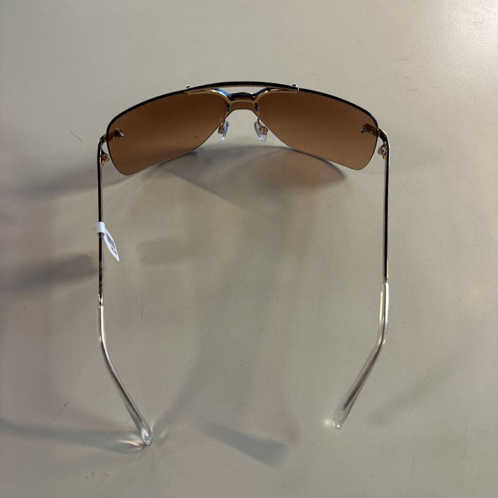 Gold/ Brown Rimless Y2K Sunglasses
