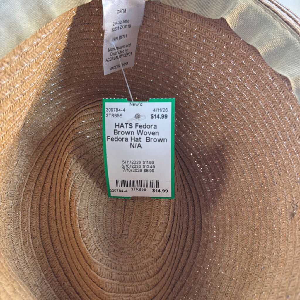 Brown Woven Fedora Hat