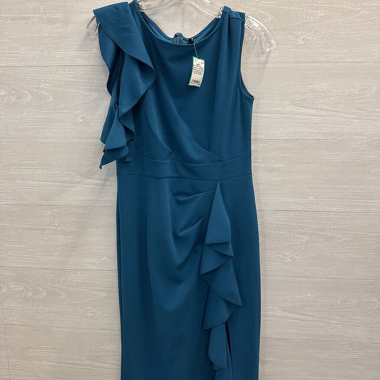 Woosea Teal Short Sleeve Ruffle Detail Long Formal Dress Medium