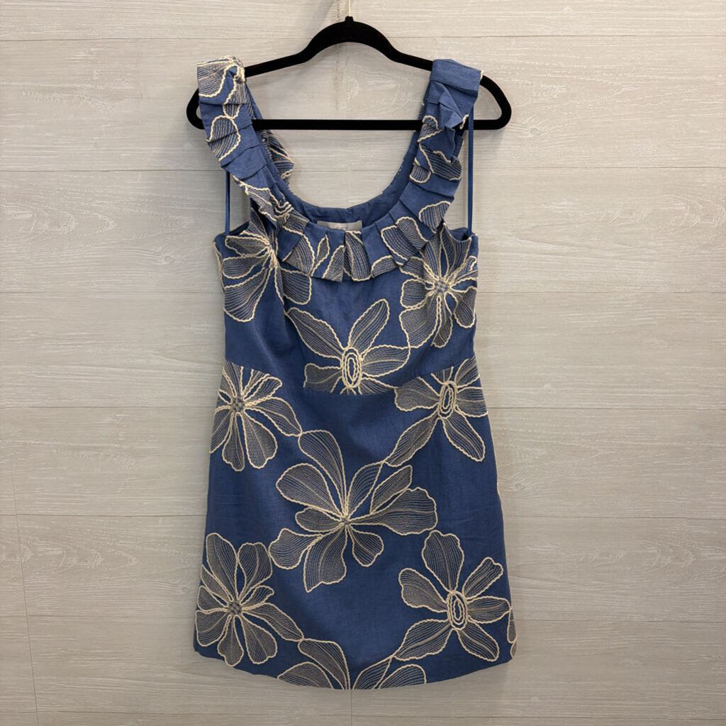 Loft Blue/ Cream Embroidered Flower Dress 10