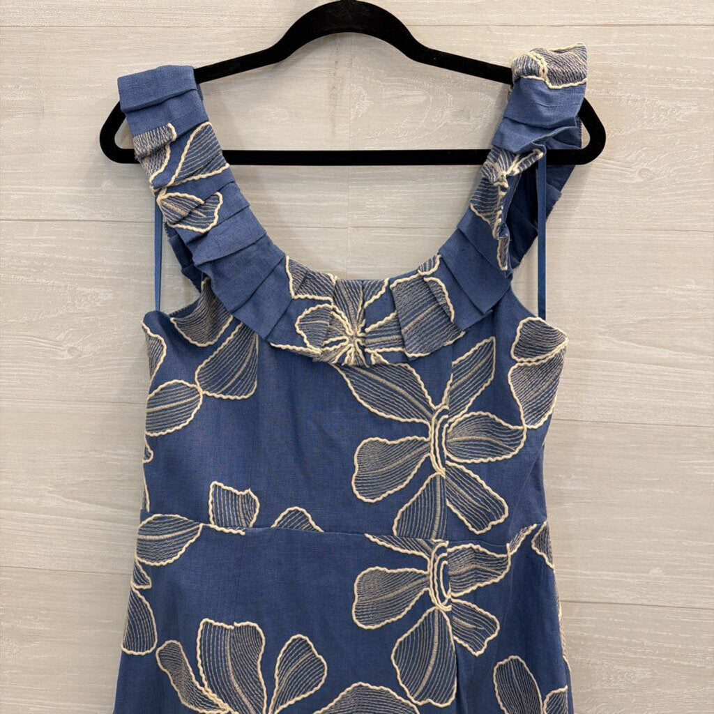 Loft Blue/ Cream Embroidered Flower Dress 10