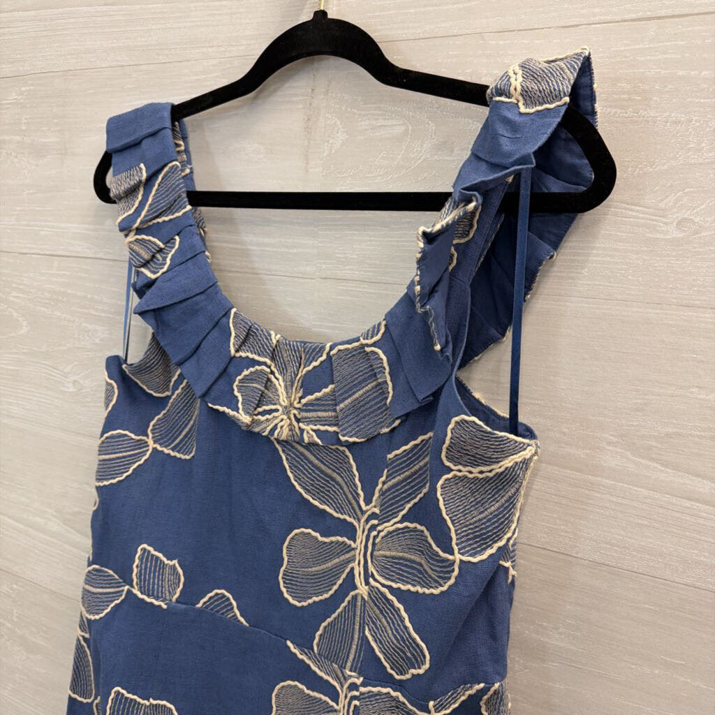 Loft Blue/ Cream Embroidered Flower Dress 10