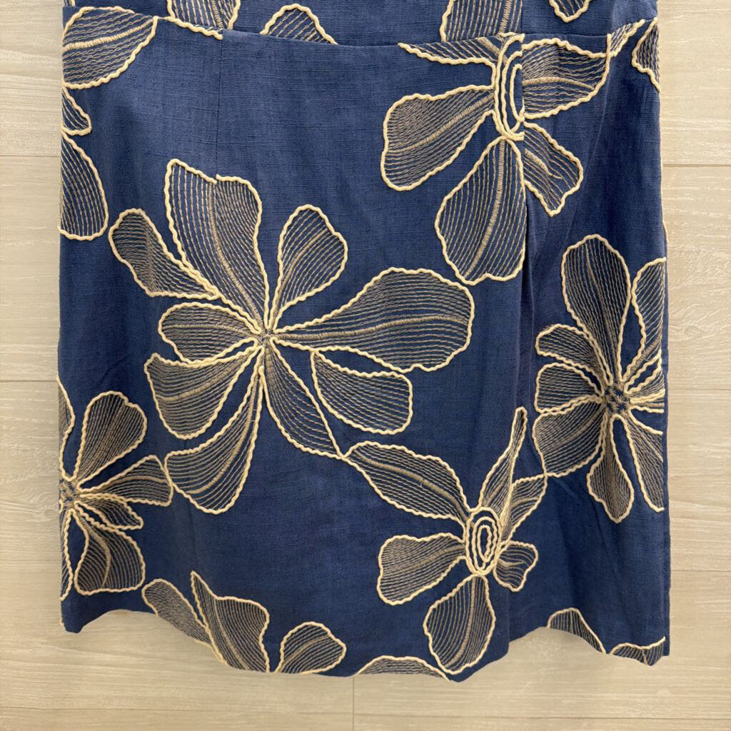 Loft Blue/ Cream Embroidered Flower Dress 10