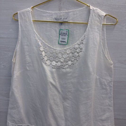 August Silk White 100% Linen Tank Top Large