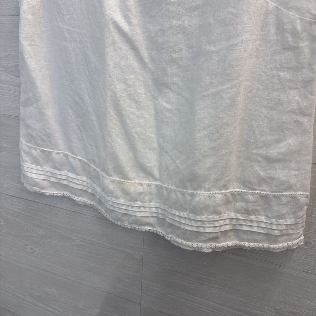 August Silk White 100% Linen Tank Top Large