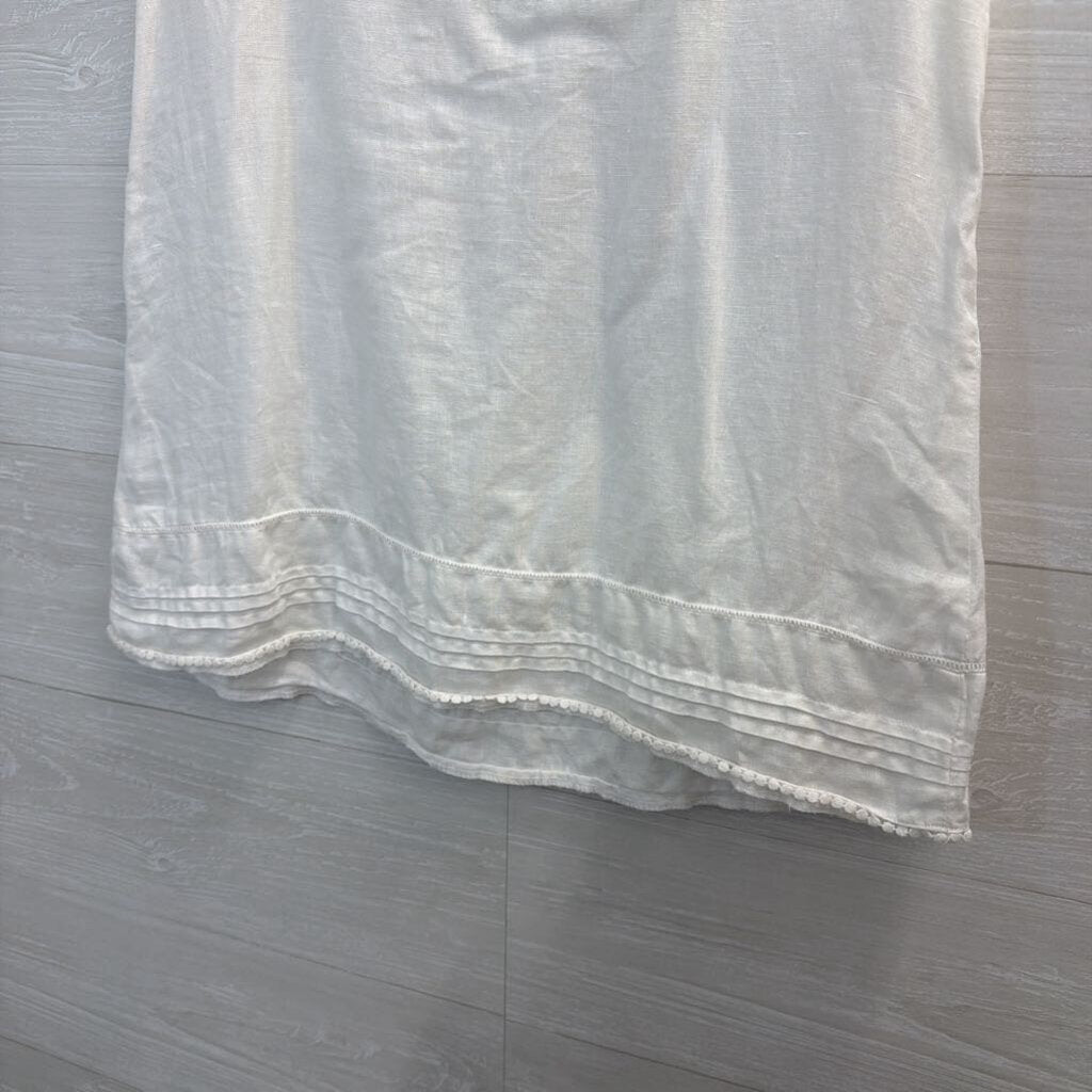 August Silk White 100% Linen Tank Top Large