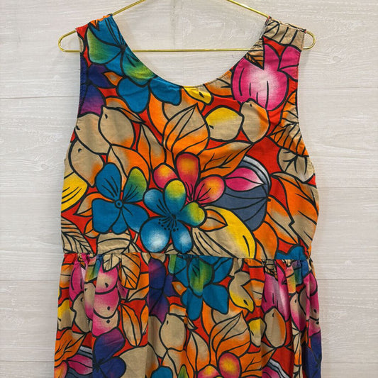 Multi Color Print Sleeveless Midi Dress Extra Large