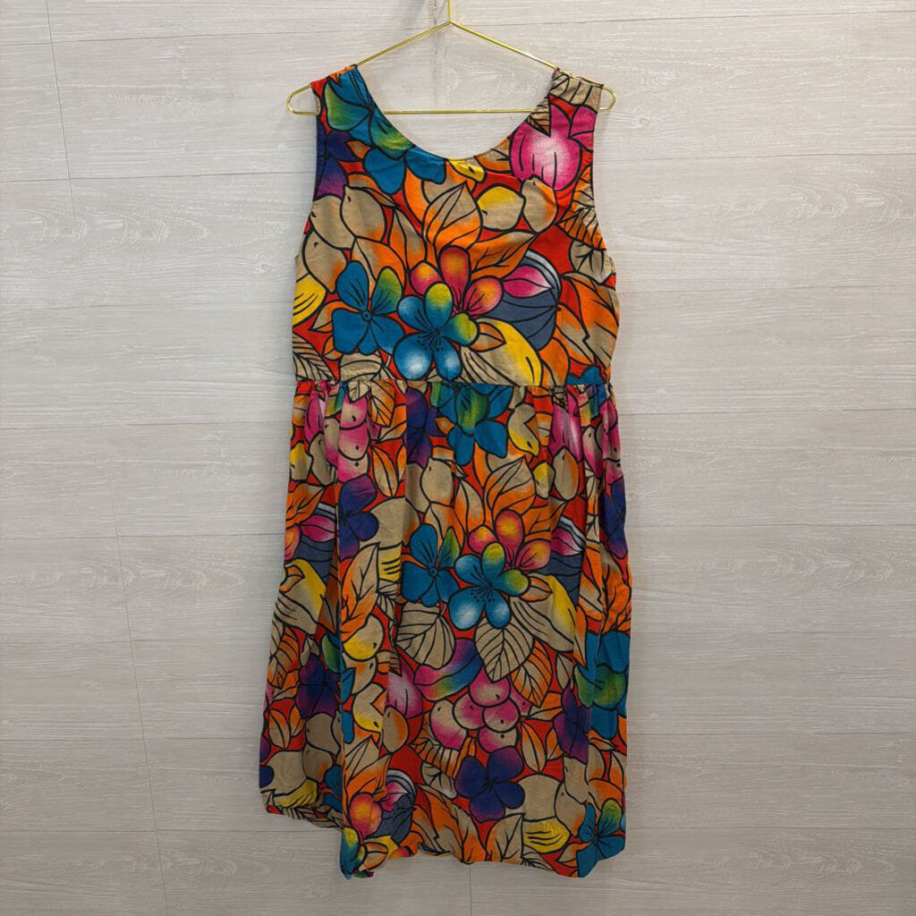 Multi Color Print Sleeveless Midi Dress Extra Large