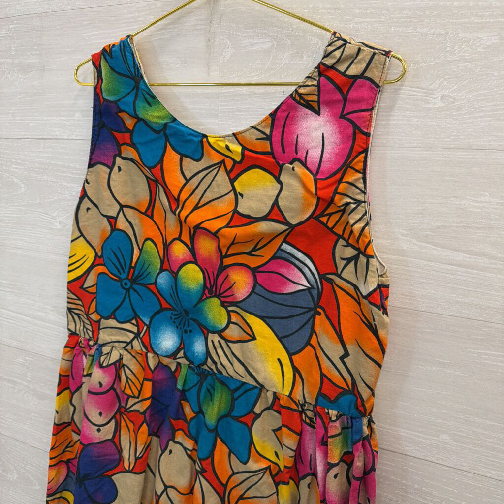 Multi Color Print Sleeveless Midi Dress Extra Large