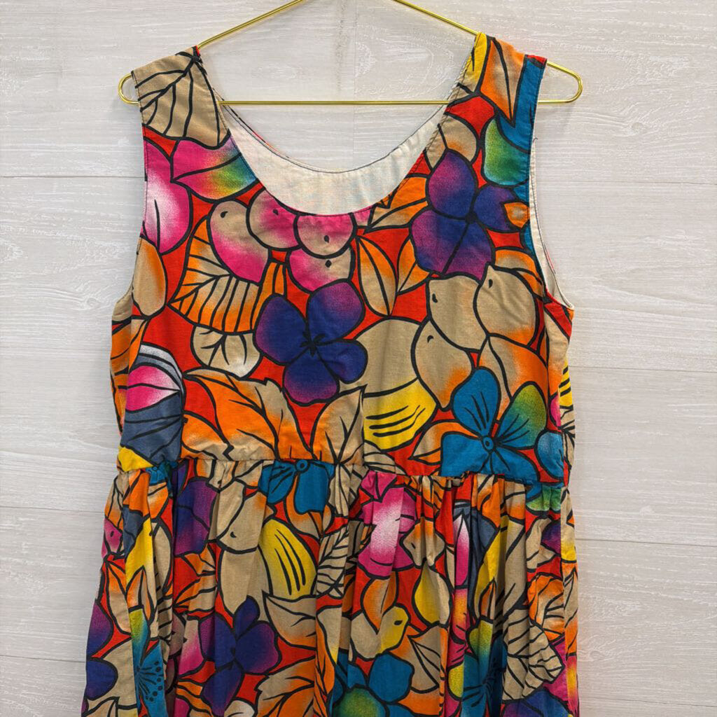 Multi Color Print Sleeveless Midi Dress Extra Large