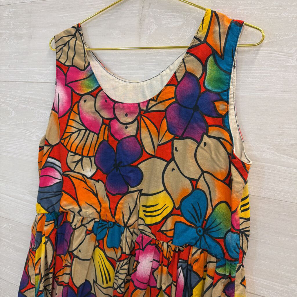 Multi Color Print Sleeveless Midi Dress Extra Large