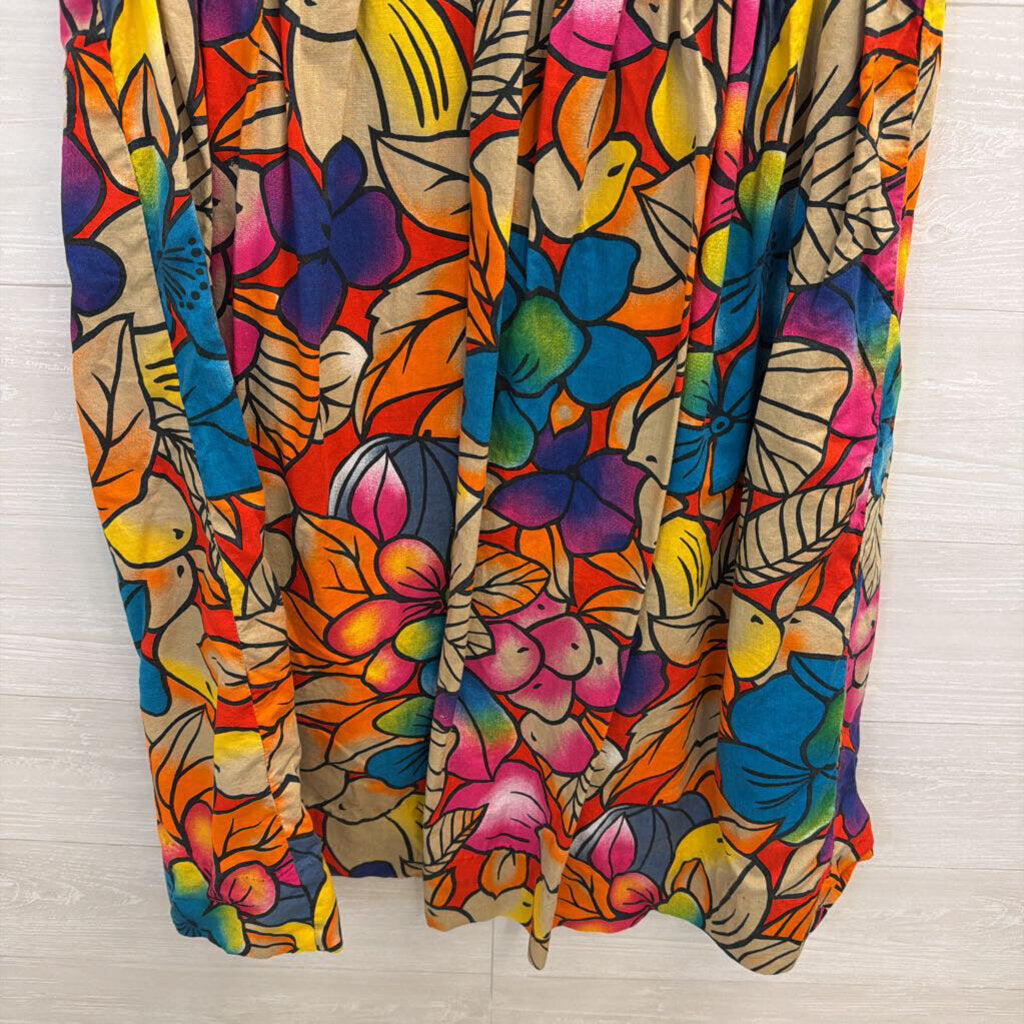 Multi Color Print Sleeveless Midi Dress Extra Large