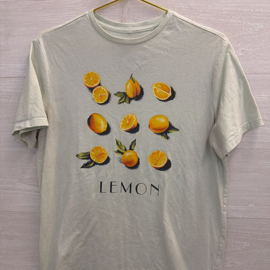 Green/ Yellow Lemon Print Short Sleeve Graphic Tee Medium