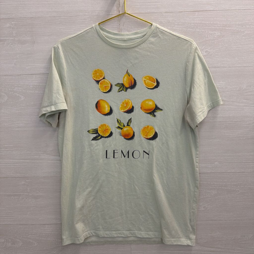 Green/ Yellow Lemon Print Short Sleeve Graphic Tee Medium
