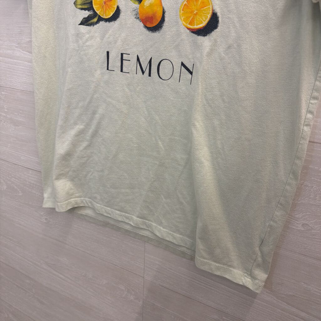 Green/ Yellow Lemon Print Short Sleeve Graphic Tee Medium
