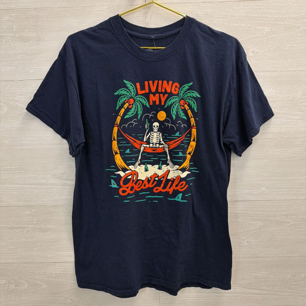 Navy/ Multi Living My Best Life Short Sleeve Graphic Tee Large