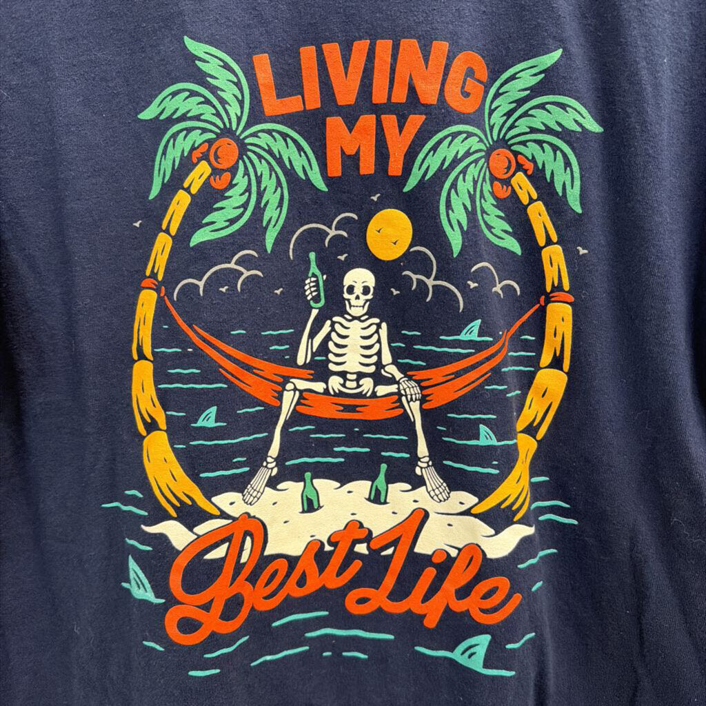 Navy/ Multi Living My Best Life Short Sleeve Graphic Tee Large