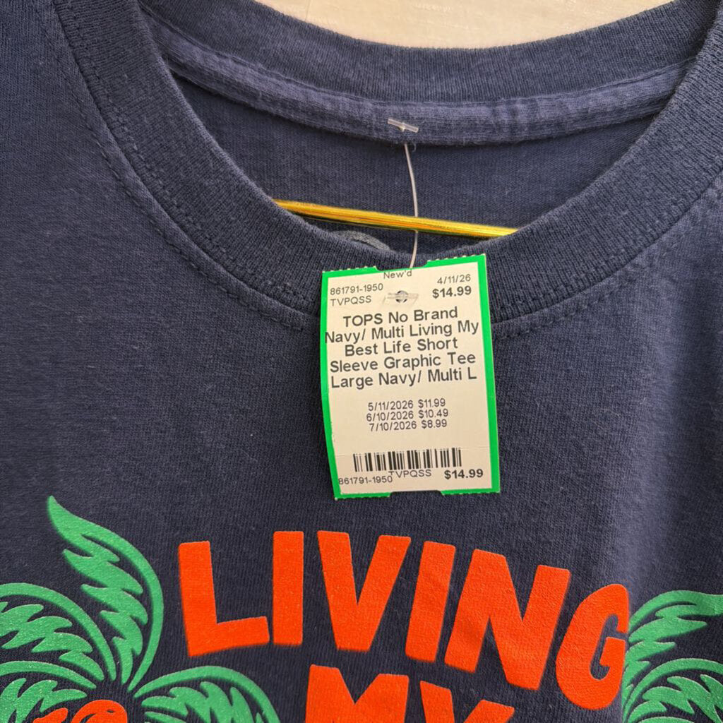 Navy/ Multi Living My Best Life Short Sleeve Graphic Tee Large