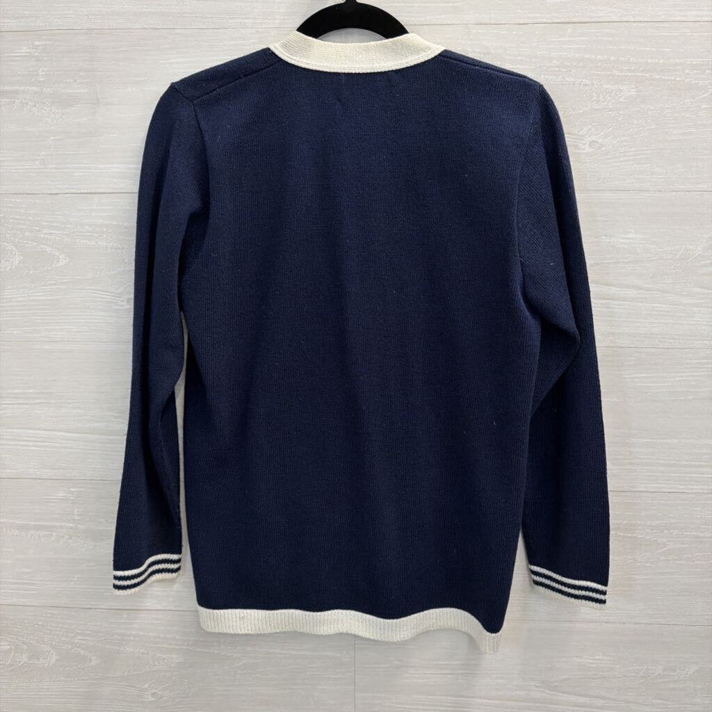 Vintage Laura by Alyzia Navy/ White Cardigan Sweater Medium