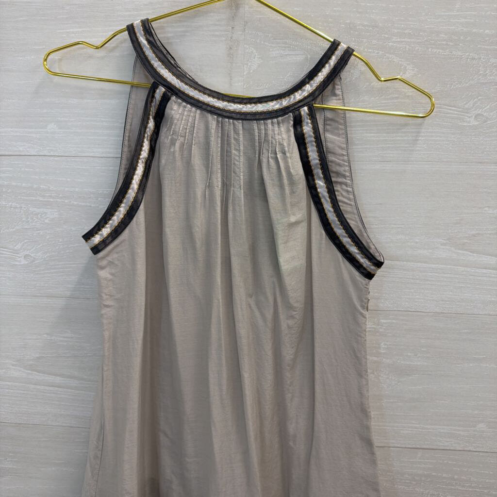 Varga Grey/ Gold Embroidered High Neck Tunic Top Small