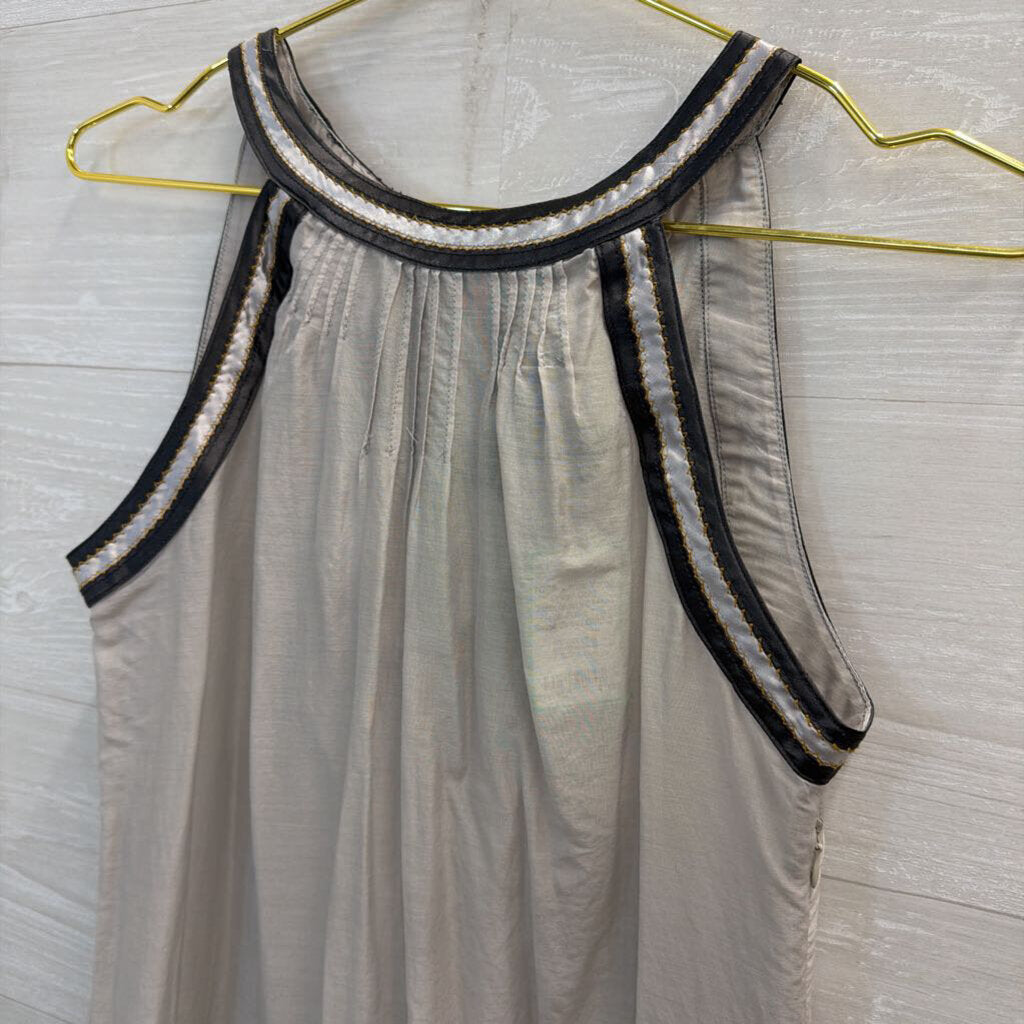 Varga Grey/ Gold Embroidered High Neck Tunic Top Small