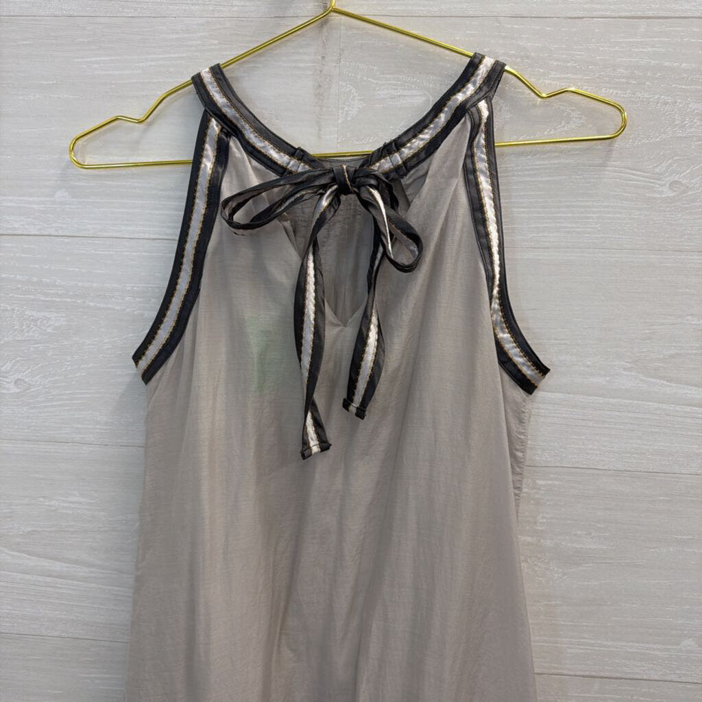 Varga Grey/ Gold Embroidered High Neck Tunic Top Small