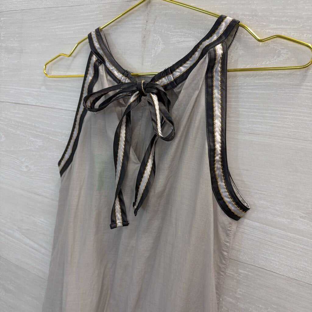 Varga Grey/ Gold Embroidered High Neck Tunic Top Small