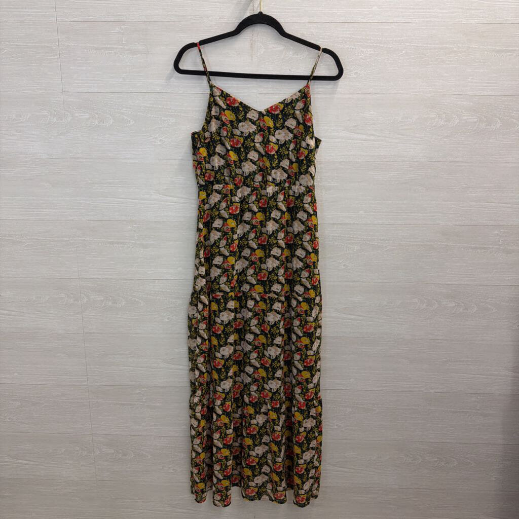 J Crew Black/ Multi Floral Print Maxi Dress 4