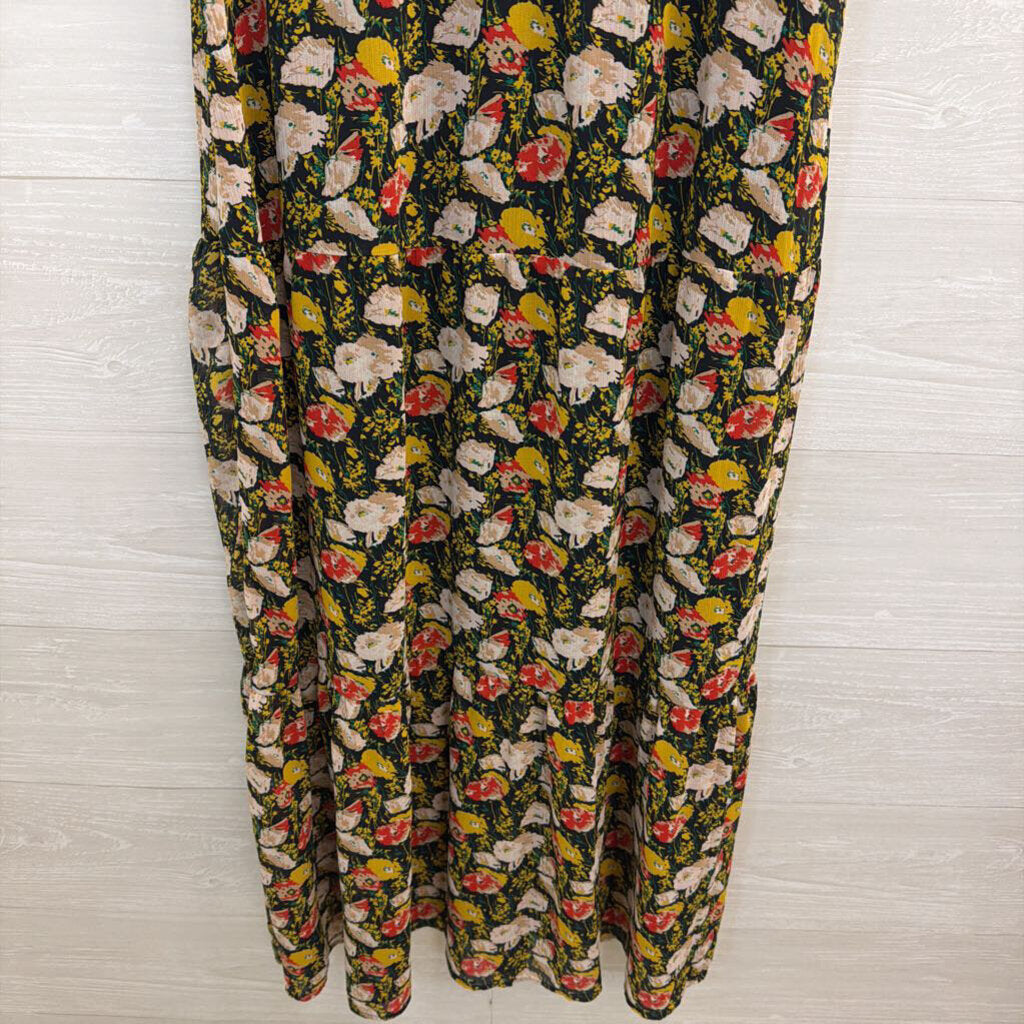 J Crew Black/ Multi Floral Print Maxi Dress 4